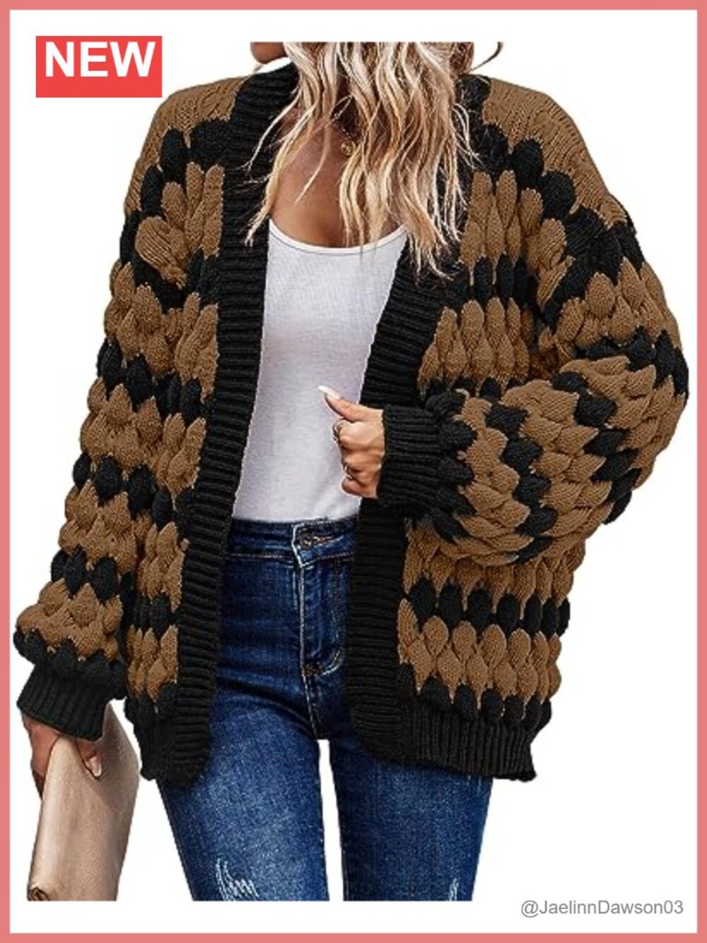 Chunky Cable Knit Open Front Lantern Sleeve Cardigan